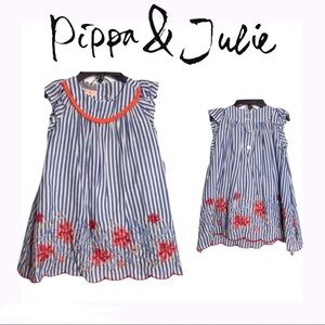 NWT Pippa & Julie Pompom Embroidered Dress/Panties